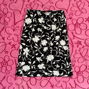Y2K Black & White Floral Midi Skirt